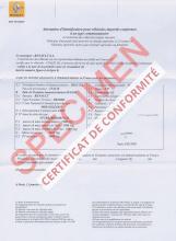 Certificat de Conformité Renault KANGOO